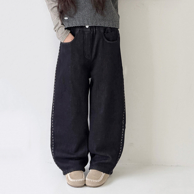 女童加绒加厚牛仔裤显瘦微喇叭裤