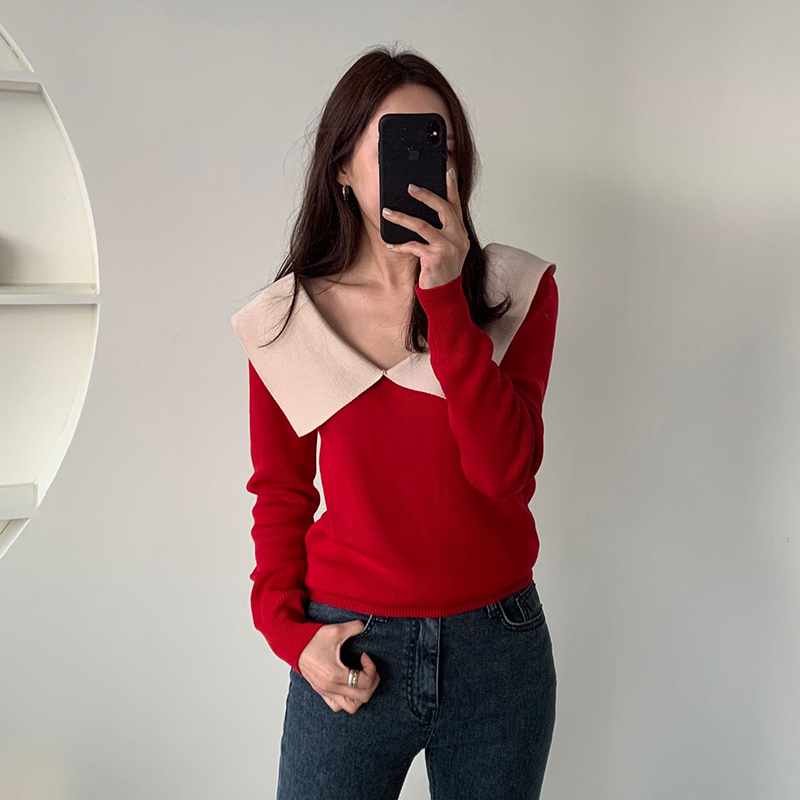 Fashion temperament slim fit versatile Pullover Sweater for women