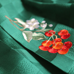 樱桃 真丝手绣菱格提花墨绿绸缎 仿黄昇折领短衫宋制夏季汉服日常