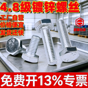 M20加长 4.8级镀锌外六角螺丝镀锌外六角螺栓外六方螺钉M6M8M1012