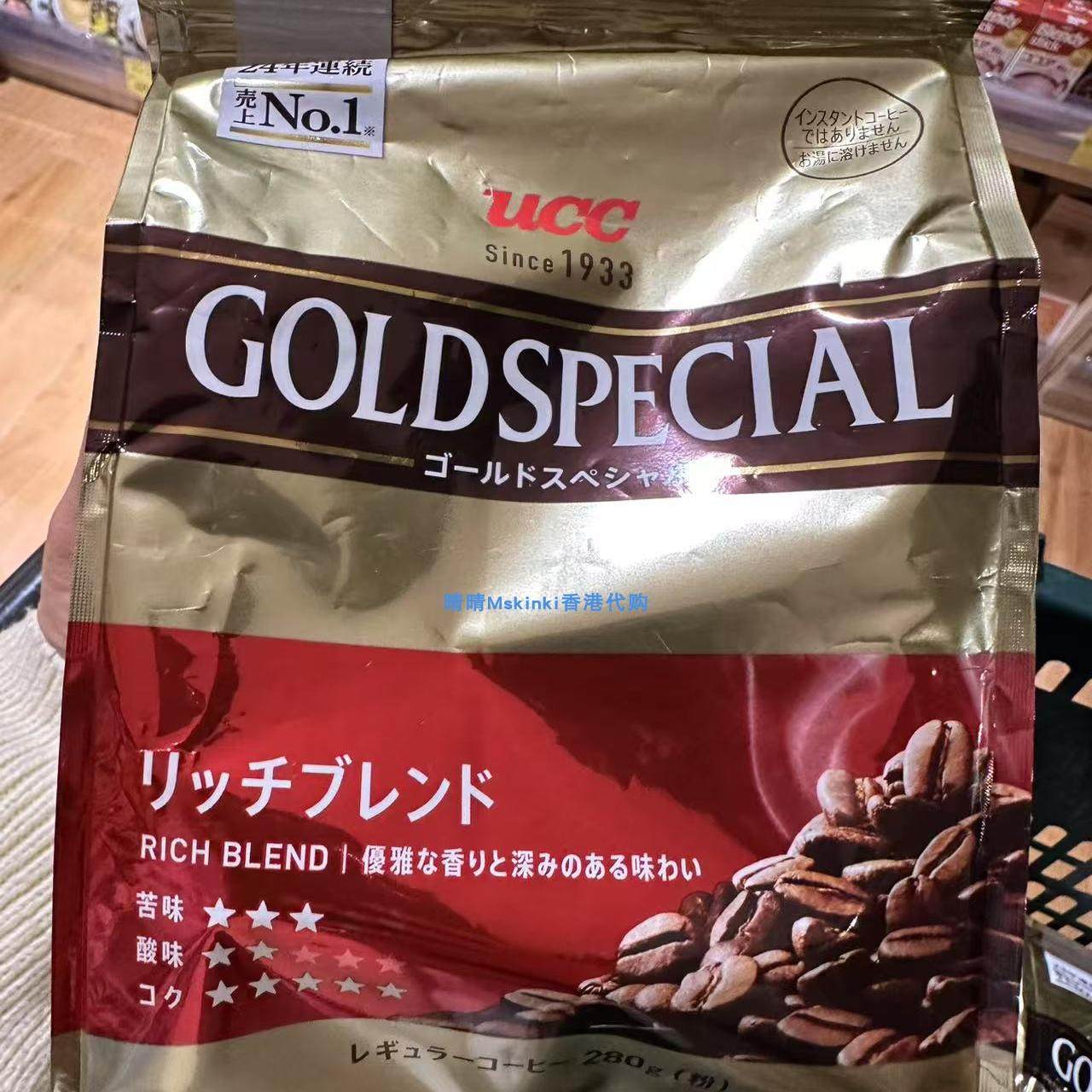 香港代购 UCC 金装中度烘焙咖啡粉 280g 袋装 即冲咖啡