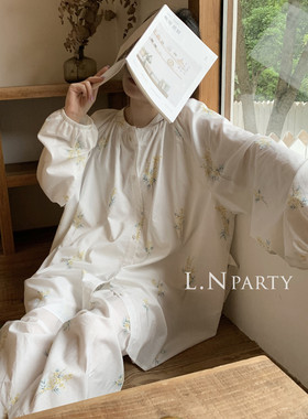 LNParty 日系春秋合欢花纯棉睡衣GP家居服套装孕妇夏季产后月子服