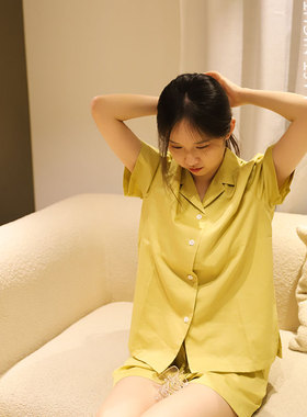 LNParty日系睡衣女夏季薄款纯棉纯色宽松可爱少女两件套装居家服