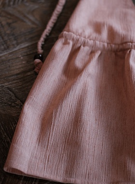 LNParty 减龄少女感V领松紧褶皱性感吊带亚麻混纺纯欲风无袖背心