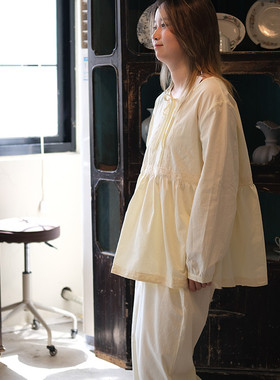 LNParty 秋季新款睡衣女棉纱复古宽松纯色居家服套装高级感可外穿