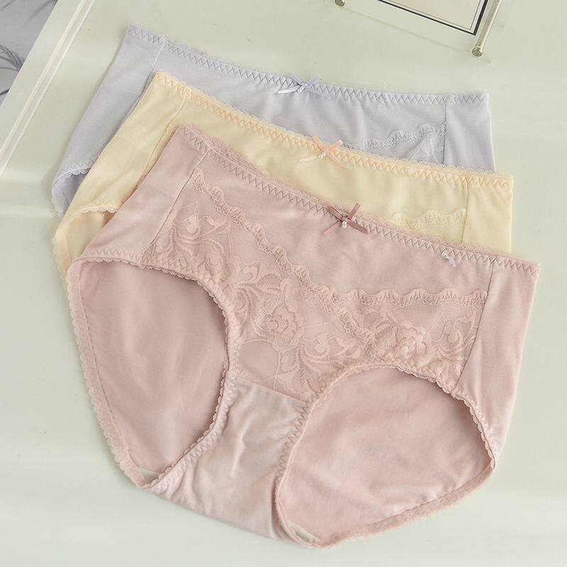 内裤女蝶安芬女内裤竹纤维中腰大码小平角透气性感内裤女夏季薄款