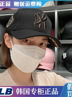 MLB棒球帽子韩国24正品洋基队NY男女可调节情侣LA硬顶鸭舌遮阳帽