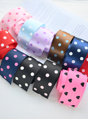 38MM大波点丝带缎带diy发夹材料热卖手工头饰发饰发箍DIY饰品配件