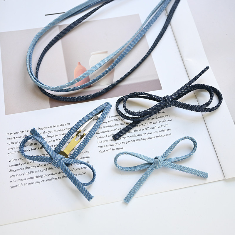 宽牛仔带压条条手工发夹