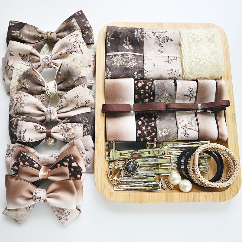 法式复古咖色丝带材料包