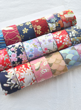 4CM加衬细工和风烫金棉布印花压布条手工发饰头饰DIY饰品配件材料