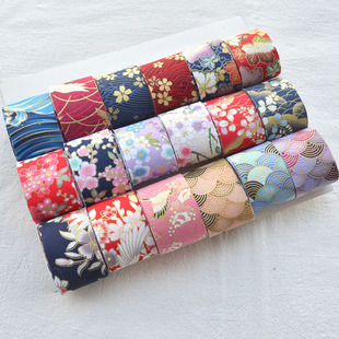 4CM加衬细工和风烫金棉布印花压布条手工发饰头饰DIY饰品配件材料