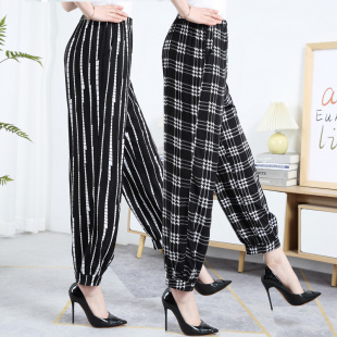 宽松九分女裤 休闲裤 棉绸灯笼裤 民族风花裤 2025夏季 舞蹈阔腿裤 新款