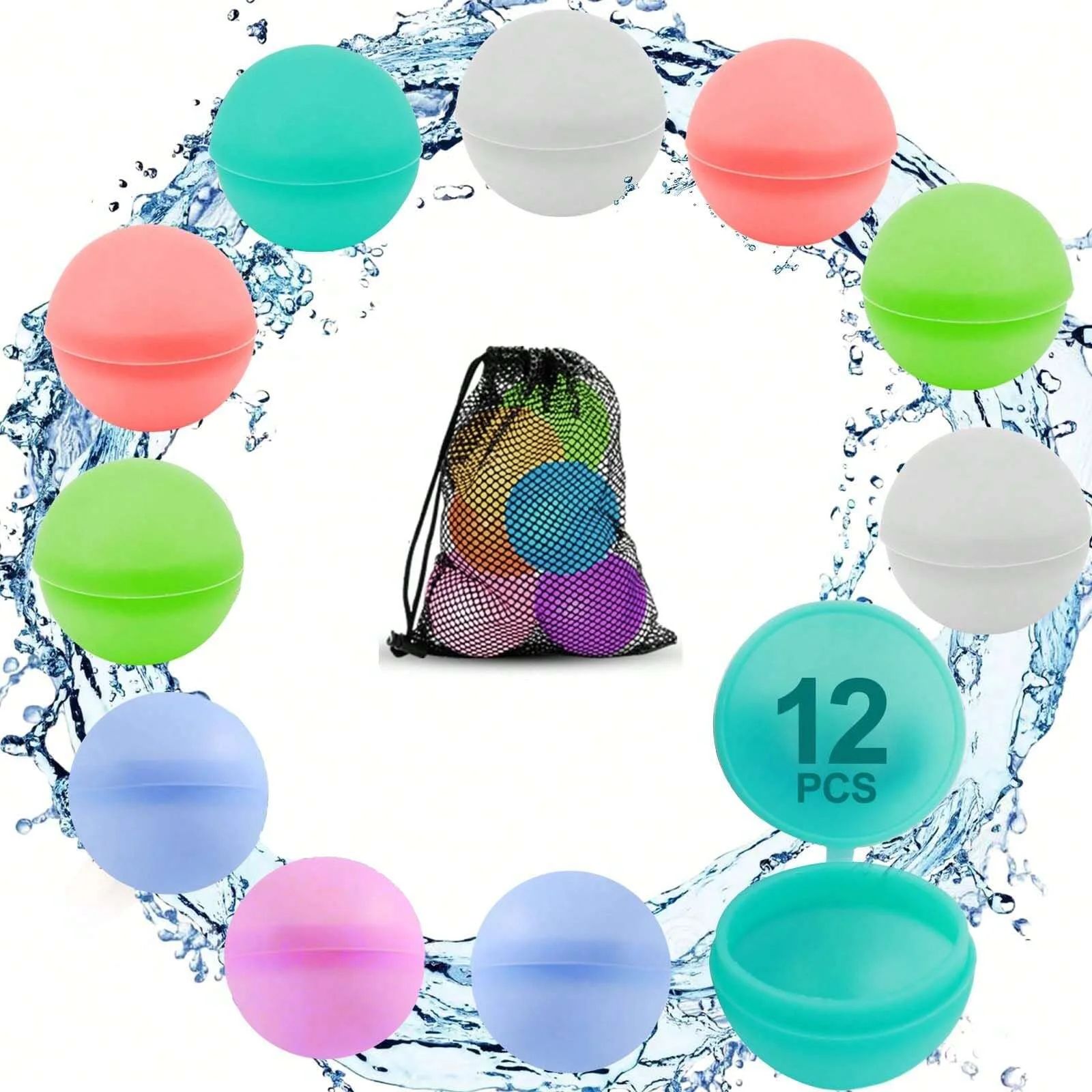 6/12/24Pcs Reusable Water Balloons Soft Silicone Water Bomb