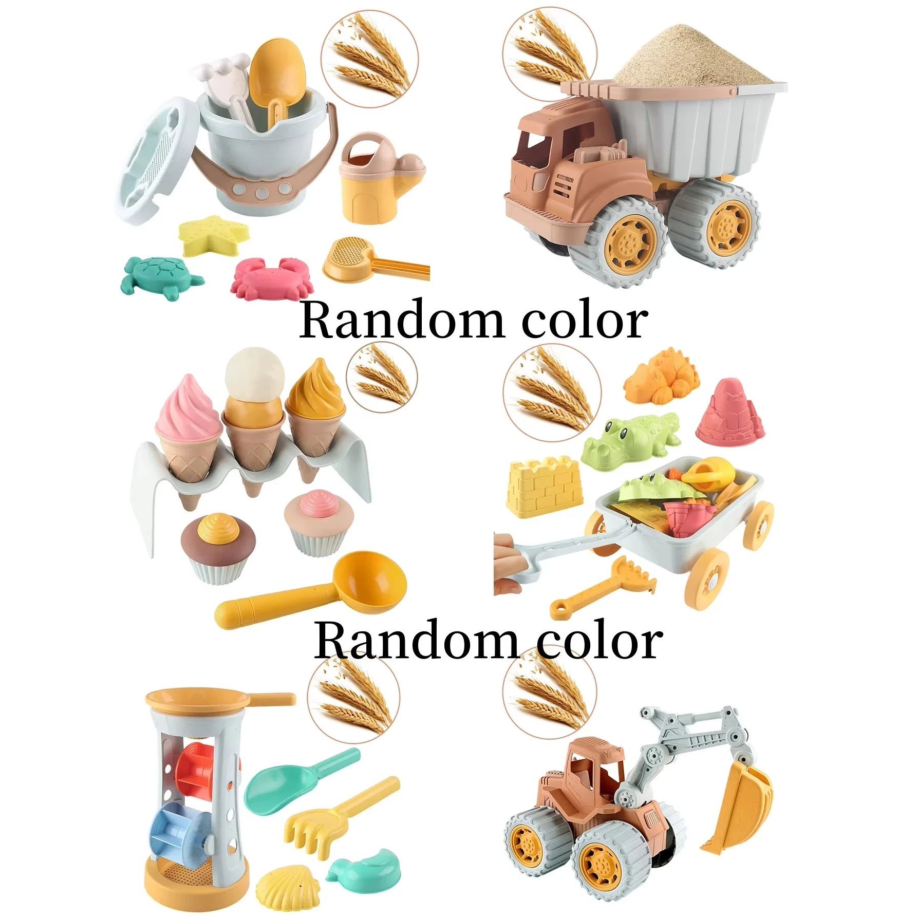 Children bulldozer straw Random color beach toy engineering