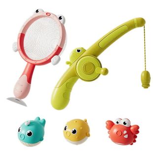 Magnetic LED Light Up Fishing Games Baby Bath Toys Set with