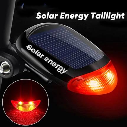 LED Solar Energy Bicycle Tail Light Cycling Safety Rear Lamp