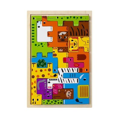 Montessori Animal Characters Transportation wooden puzzle Ru