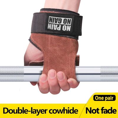 Cowhide Gym Gloves Grips Anti-Skid Weight Power Belt Lifting