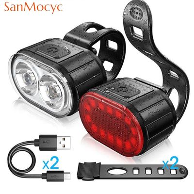 Cycling Bicycle Front Rear Light Set Bike USB Charge Headlig