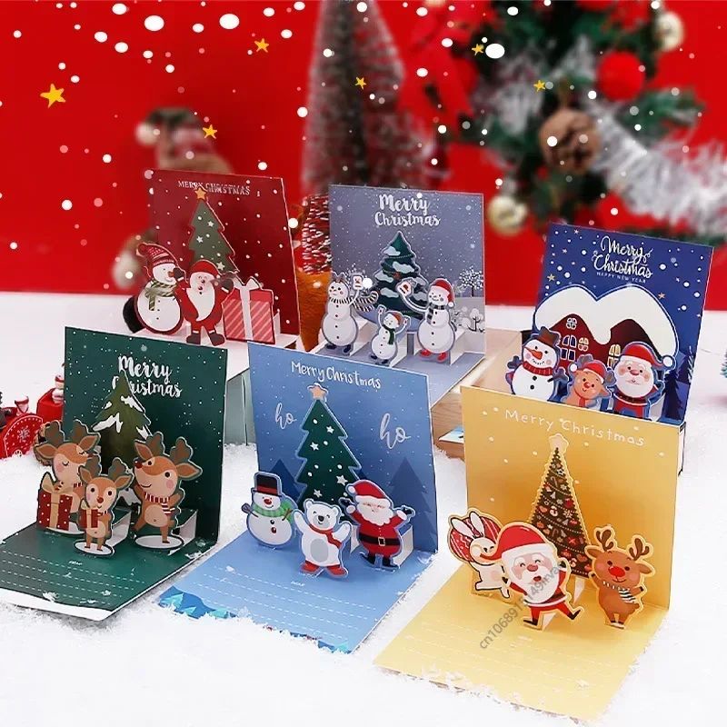 3D Pop Up Cartoon Christmas Card Merry Christmas Greeting Ca