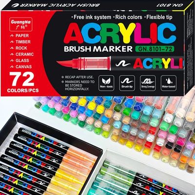 12-120 Colors Acrylic Paint Pens Markers Brush Tip Paint Mar