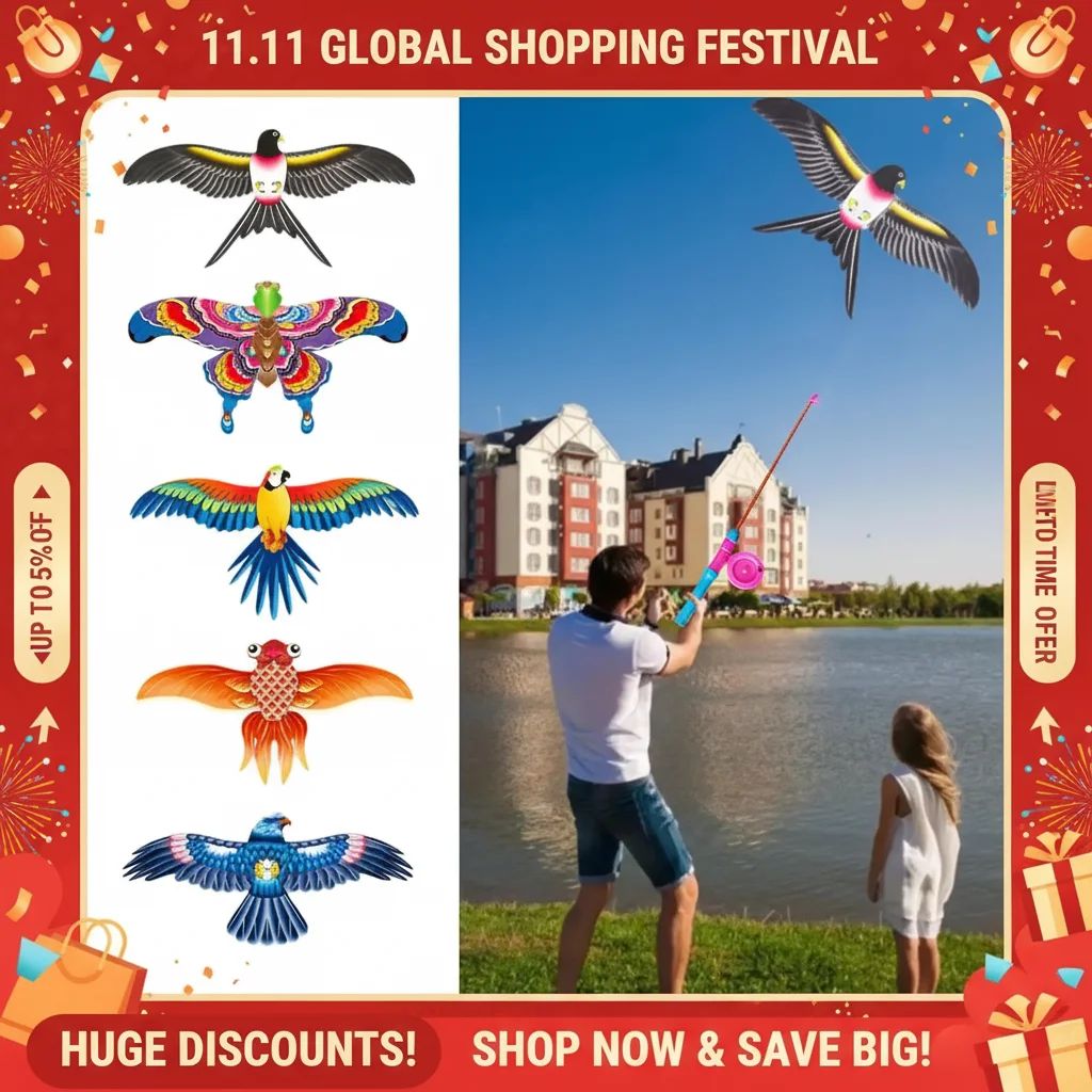 Children Kite Toy Cartoon Eagle Foldable Mini Plastic Toys K
