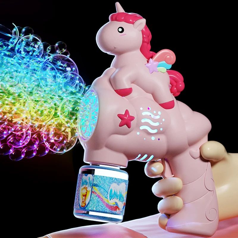 Unicorn Electric Bubble Gun Kids Toy Bubbles Machine Automat