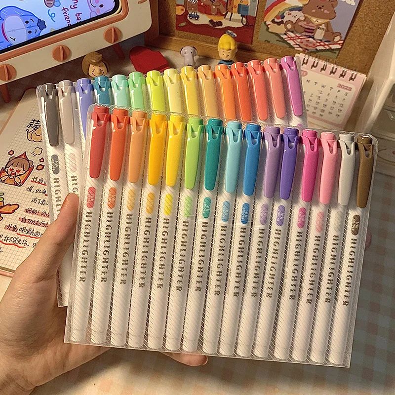 5/15/25 Pcs Double Head Highlighter Pens Graffiti Markers Hi
