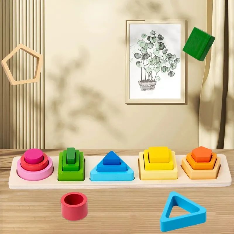 Montessori Wood Toys for Kids Wooden Sorting Stacking Toys f