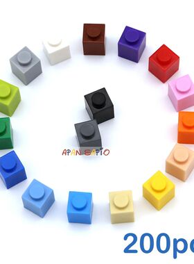 200pcs DIY Building Blocks Thick Figures Bricks 1x1 Dots Edu