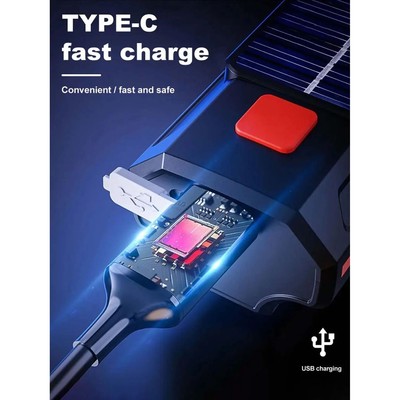 Solar Bicycle Light with Horn 120dB TYPE-C Rechargeable MTB