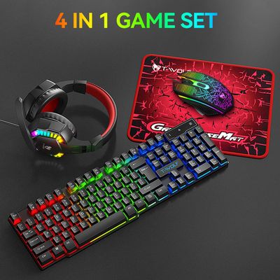 New USB Keyboard And Mouse Gaming Headset Combos 4 In 1 Engl