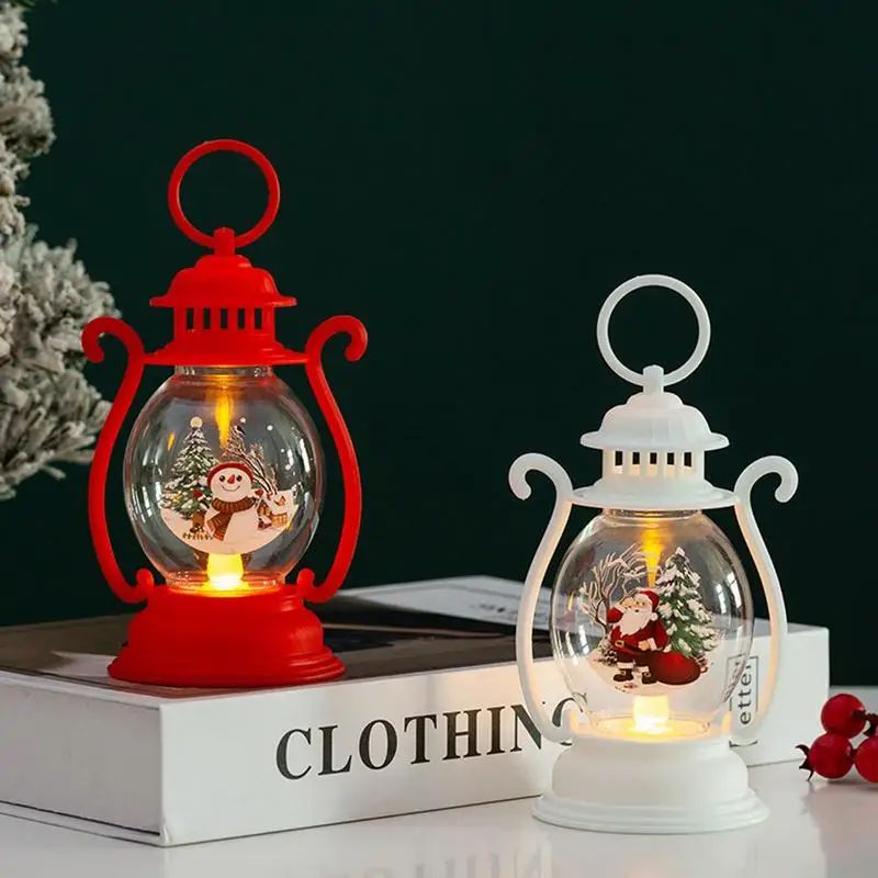 Christmas lantern LED Lighted Snowman Lamp with Santa Claus