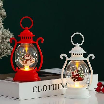 Christmas lantern LED Lighted Snowman Lamp with Santa Claus