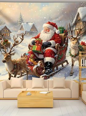 Christmas Day party decoration background cloth Santa Claus