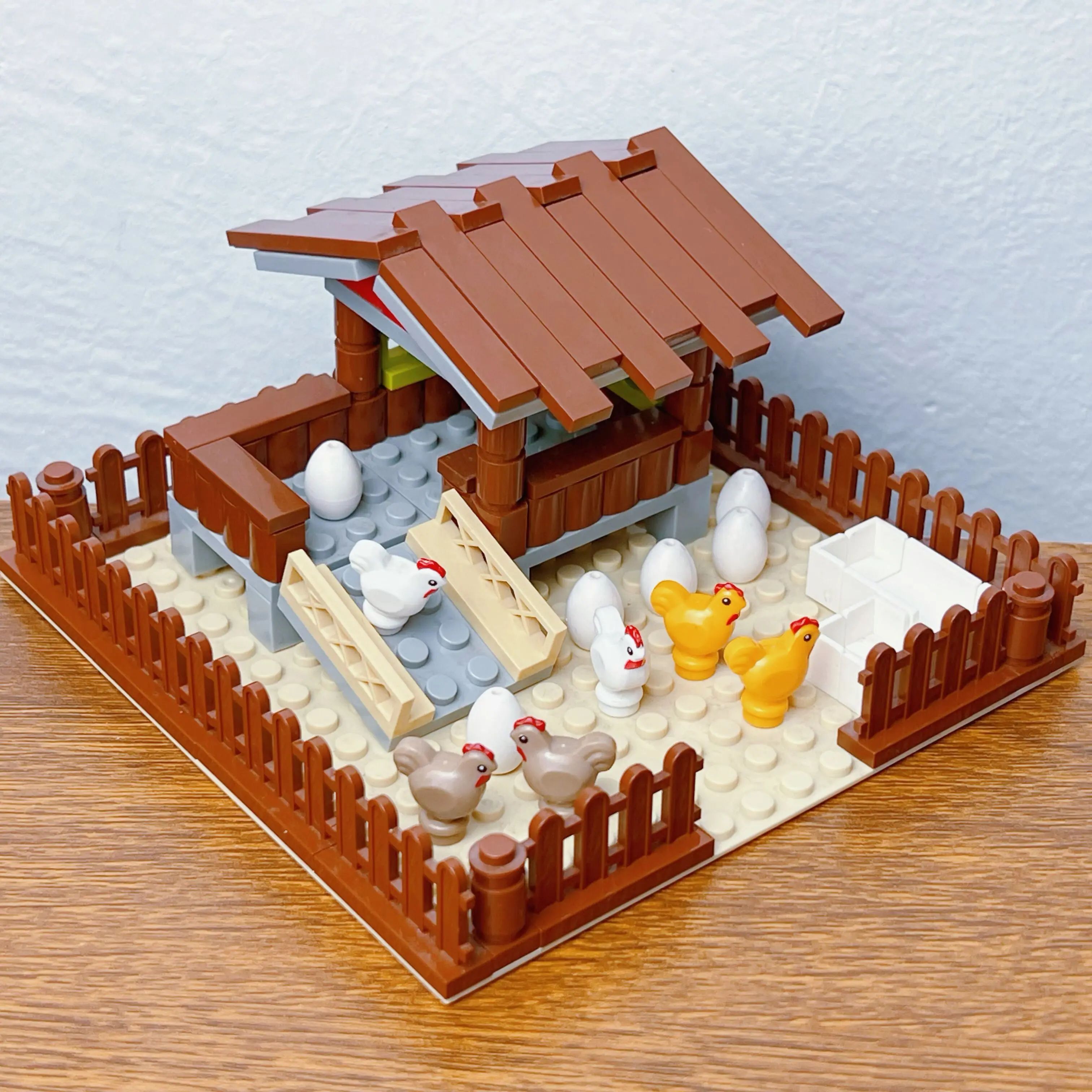 MOC Farm Animals Building Blocks City ChickenCoop Hen House
