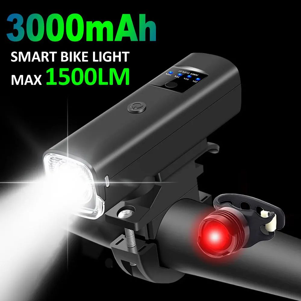 NEWBOLER Smart Bicycle Light Rainproof USB LED 3000mAh MTB F