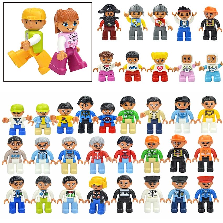 Big Size Figures Building Block Doll Family Farmer Pirate Wo