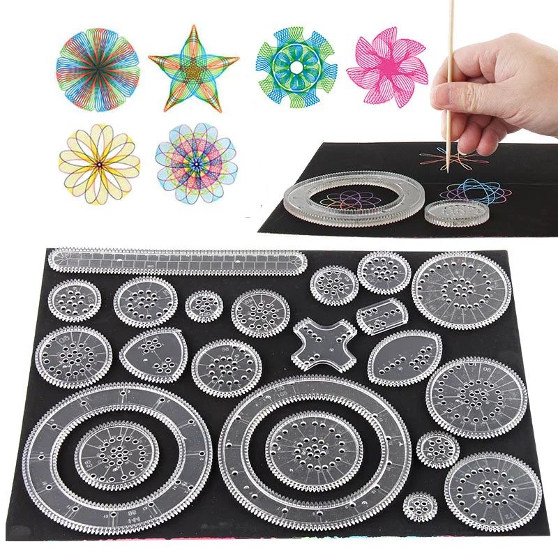 10-33pcs Spirograph Design Arts Craft Kit Classic Amazing De
