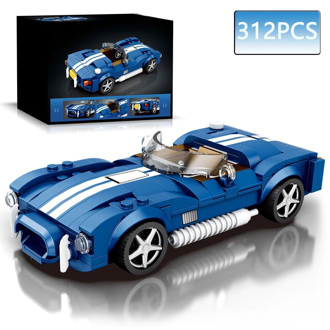 312PCS Blue Sport Car Building Block Set Creative City Vehic