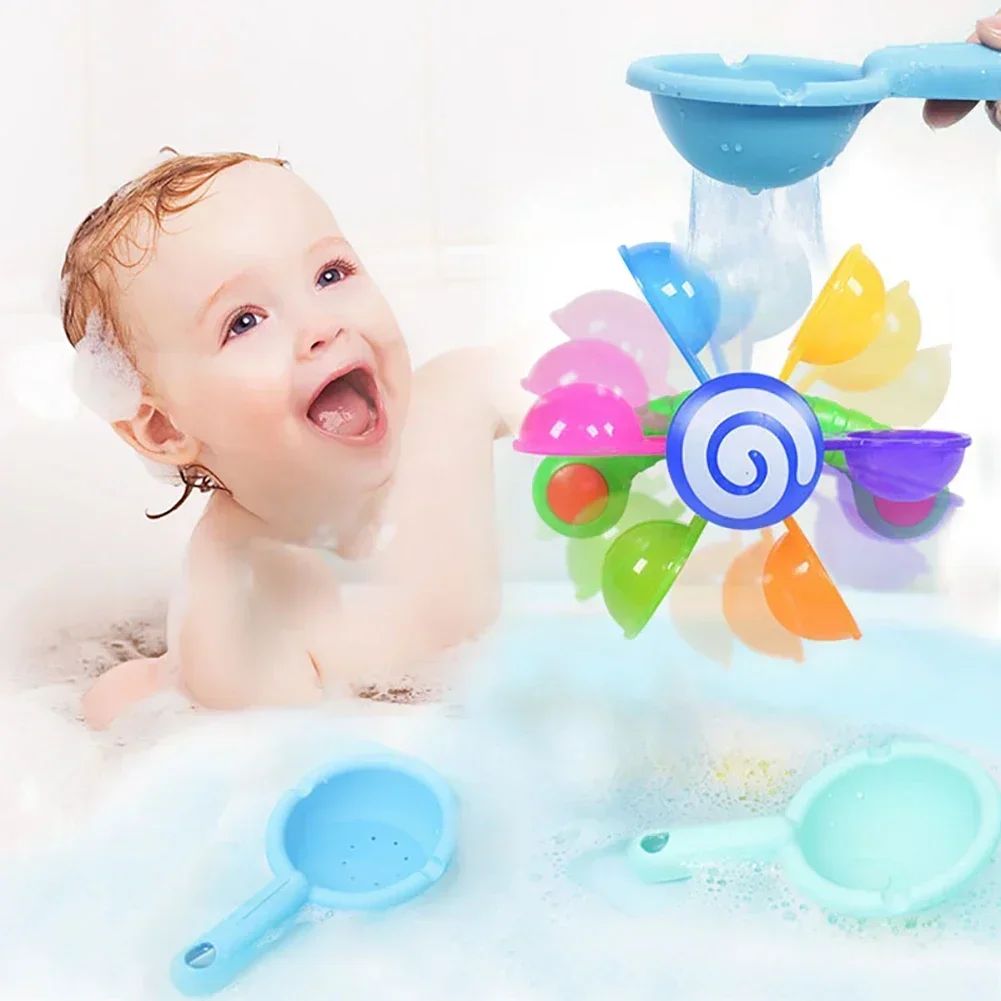 Rainbow Windmill Toddlers Bathing Sucker Water Spray Toy Col