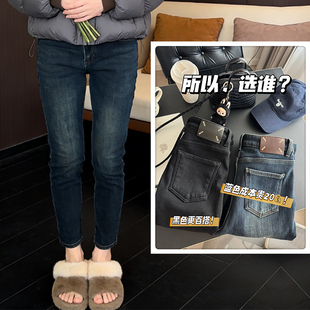 幂式穿搭bi冲过冬神裤！抗造密密绒修身提臀高弹小脚牛仔裤s~2xl