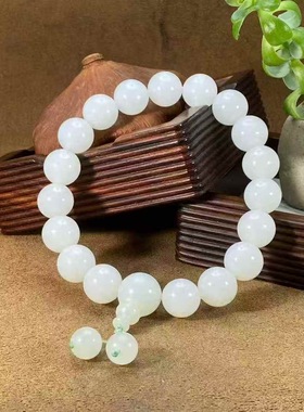 保真正品脂白新疆和田玉佛珠手持单颗13mm手链手串玉质油润