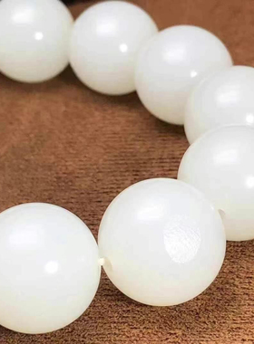 保真正品脂白新疆和田玉羊脂级白玉手链苏工精雕老坑佛珠手串18mm