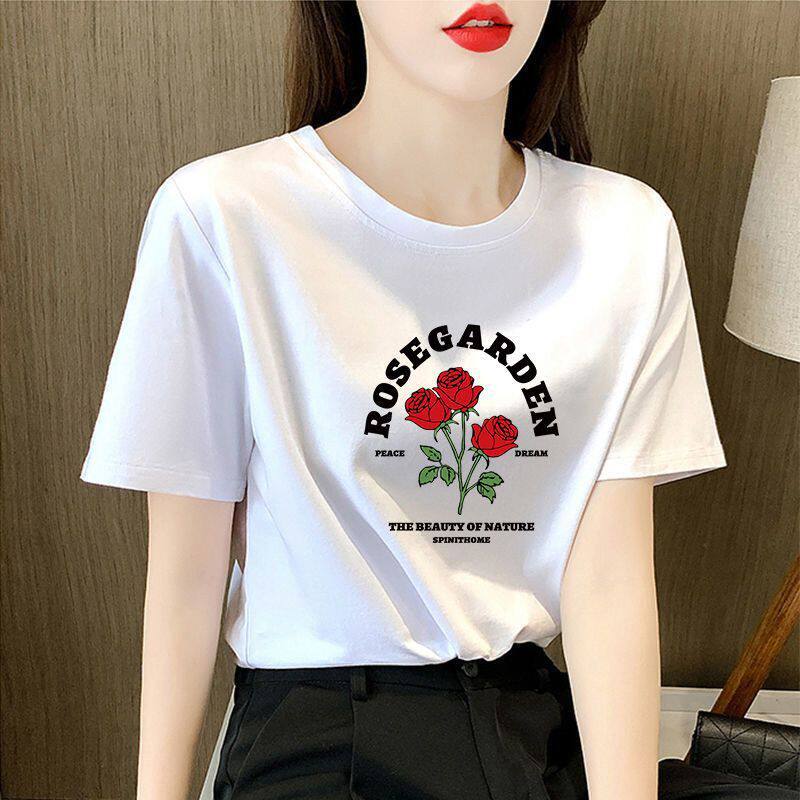 2026新款宽松白色t恤女短袖纯棉上衣女夏韩版女装短袖正肩体恤衫