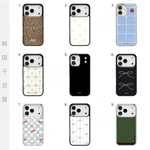 earliner韩国代购 豹纹蝴蝶结17promax黑边手机壳全包银边壳ins风