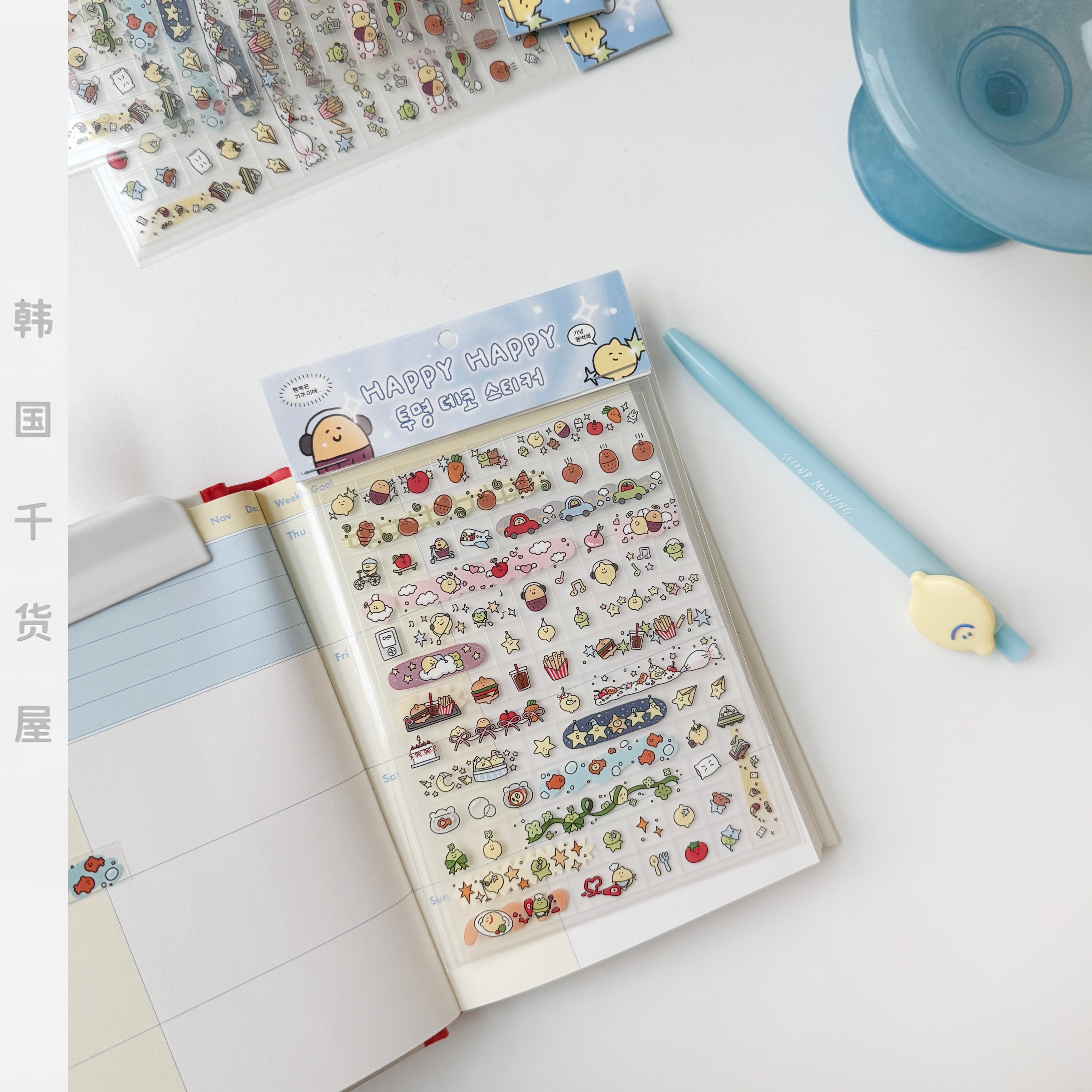 SecondMorning韩国代购可爱柠檬手机镜头贴手账素材贴纸键盘贴纸