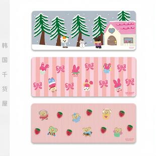 鼠标垫 可爱小熊蝴蝶结条纹草莓桌垫长款 mazzzzy韩国代购 25年冬季