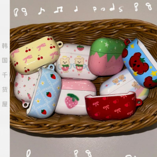 mazzzzy韩国代购 可爱草莓小熊彩虹天使airpods4耳机壳硬壳pro2代保护套卡通